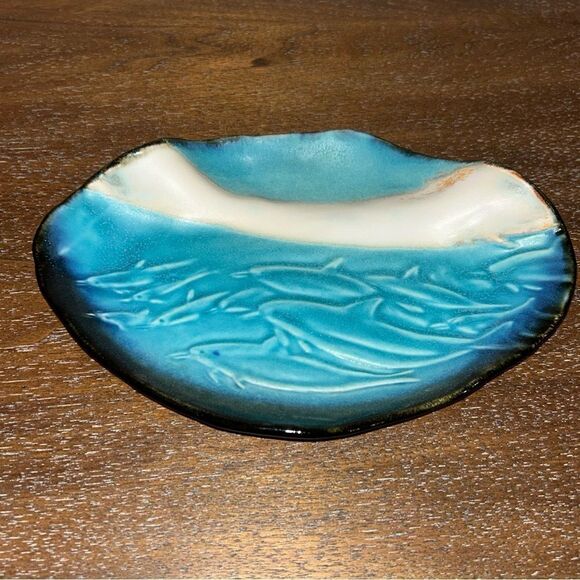 Ina Koch Dolphin Ceramic Decorative Dish - Picture 1 of 6